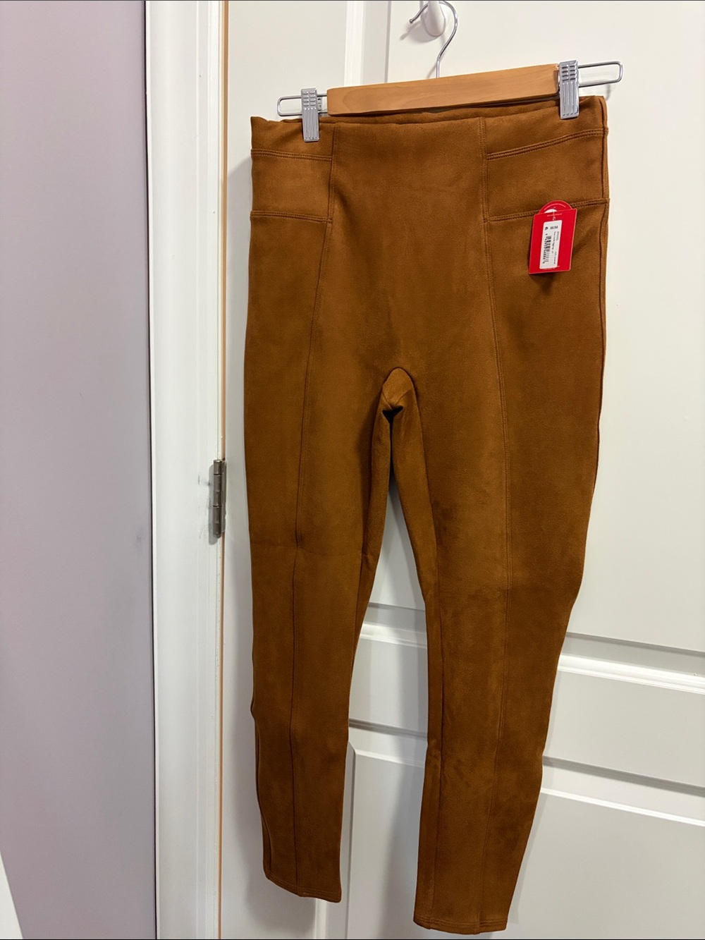 SPANX NWT Faux-Suede Ankle Leggings in Warm Brown